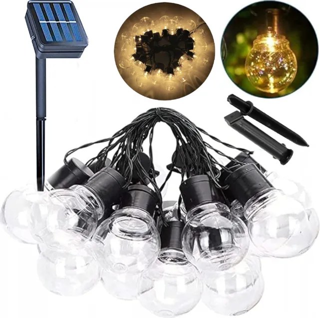 BERGE Vonkajšia reťaz GIRLAND solárna 5m + 10 LED žiaroviek IP44