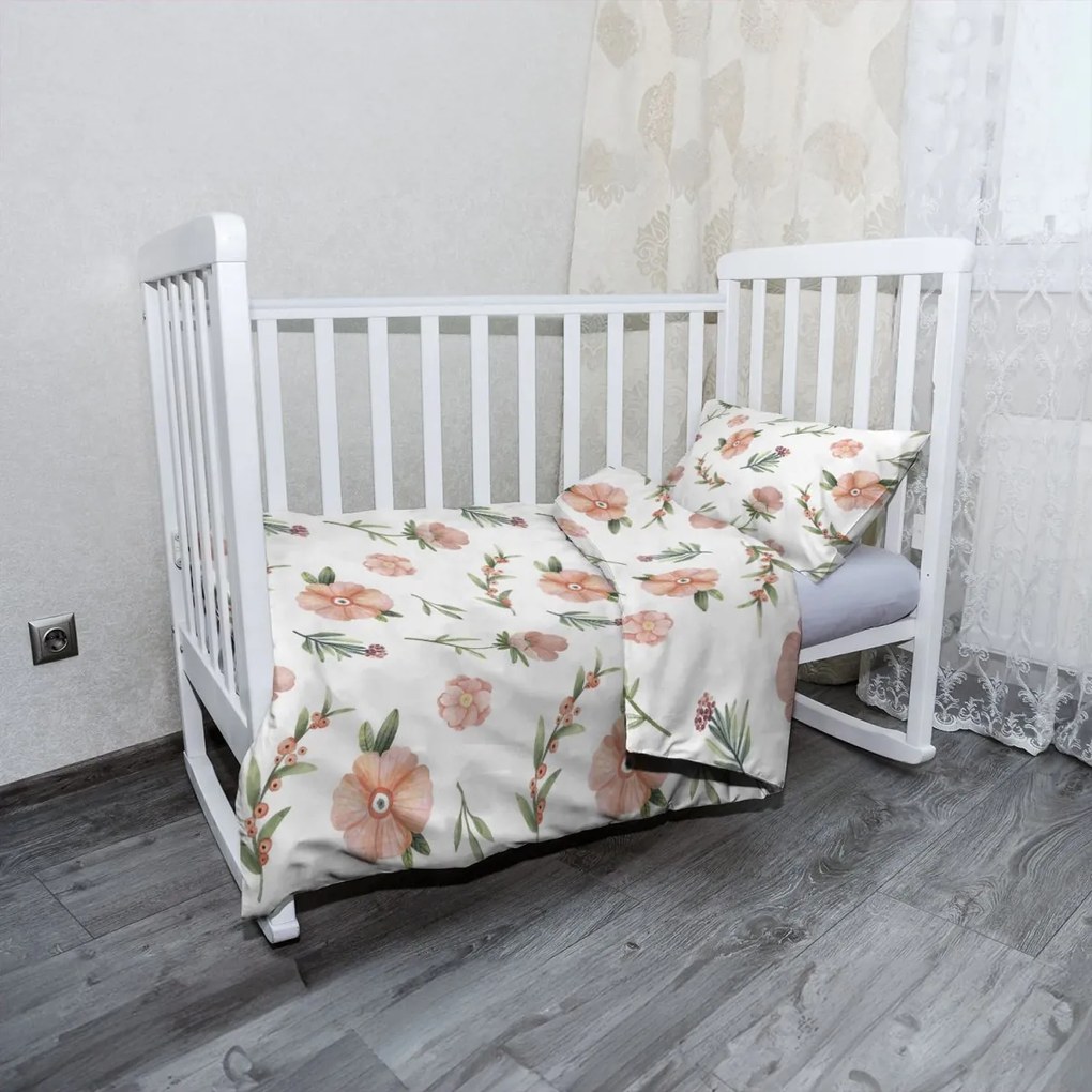 Sablio Mikroplyšové detské obliečky do postieľky Maľované kvety - 100x135 / 40x60