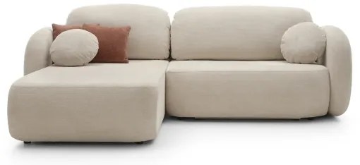 Rohová rozkladacia sedacia súprava v tvare L s úložným priestorom OLBIA, ľavé prevedenie, béžová