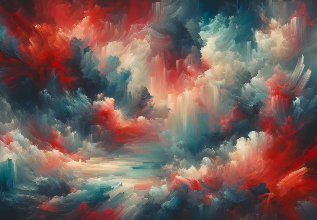 Fototapeta - Modro-červená abstrakcia (147x102 cm)