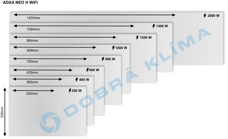 ADAX NEO H04 KWT 400W biely elektrický konvektor s WiFi