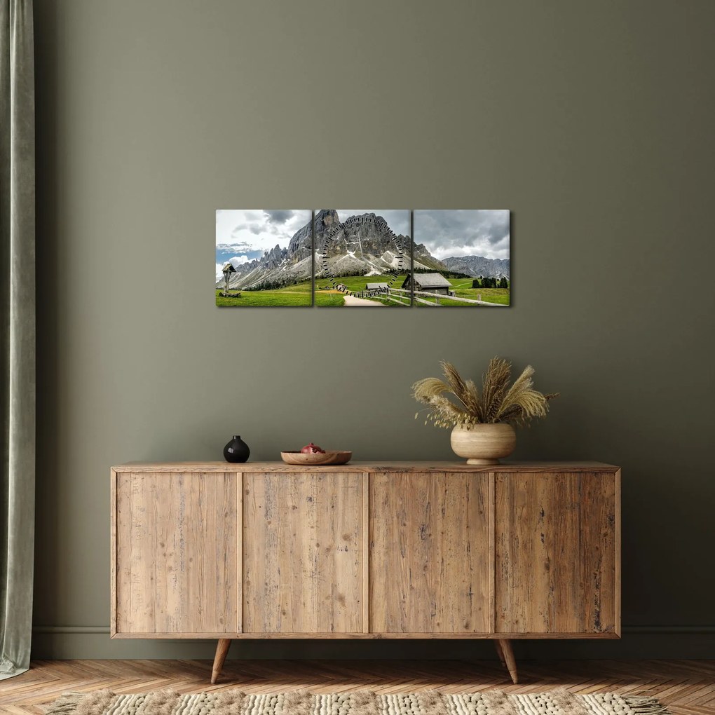 Obraz - V rakúskych horách (s hodinami) (90x30 cm)