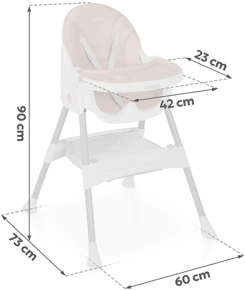 Detská jedálenská stolička Ricokids Mani ružová
