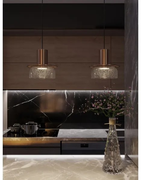 MAXLIGHT P0530 - LED Luster na lanku SIGNATURE LED/8W/230V pr. 15 cm mosadz/číra