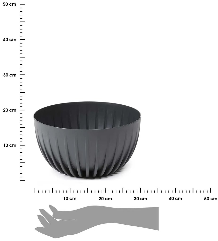 PLASTOVÝ KVETINÁČ STRIPPED ECO 16X30 CM ANTRACITOVÁ