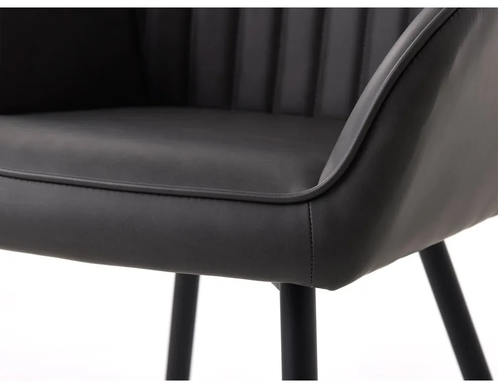 Tmavosivé čalúnené jedálenské kreslá v súprave s podrúčkami 2 ks Nolan Stripe – Unique Furniture