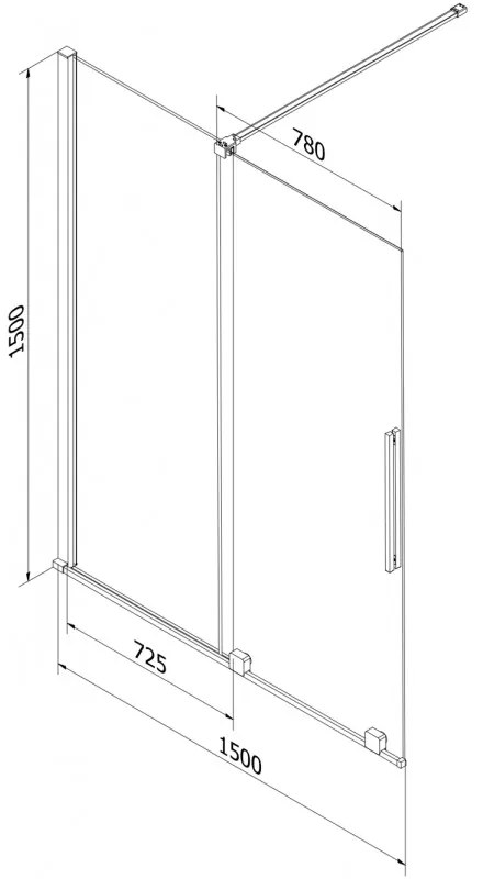 Mexen Velar, 2-krídlová posuvná vaňová zástena 150 x 150 cm, 8mm sklo námraza, brúsená oceľ, 896-150-000-31-97