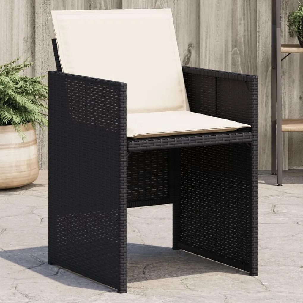 Záhradné stoličky so sedákmi 4 ks čierne polyratanové 4007435
