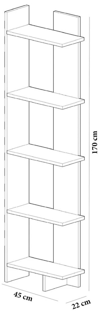 Knižnica Als teak/biela