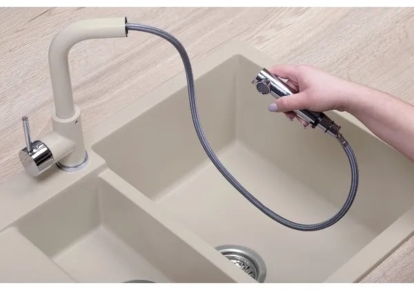 Concept BDG4527BE - Drezová batéria s vysúvateľnou sprškou 26,9 cm granit/béžová