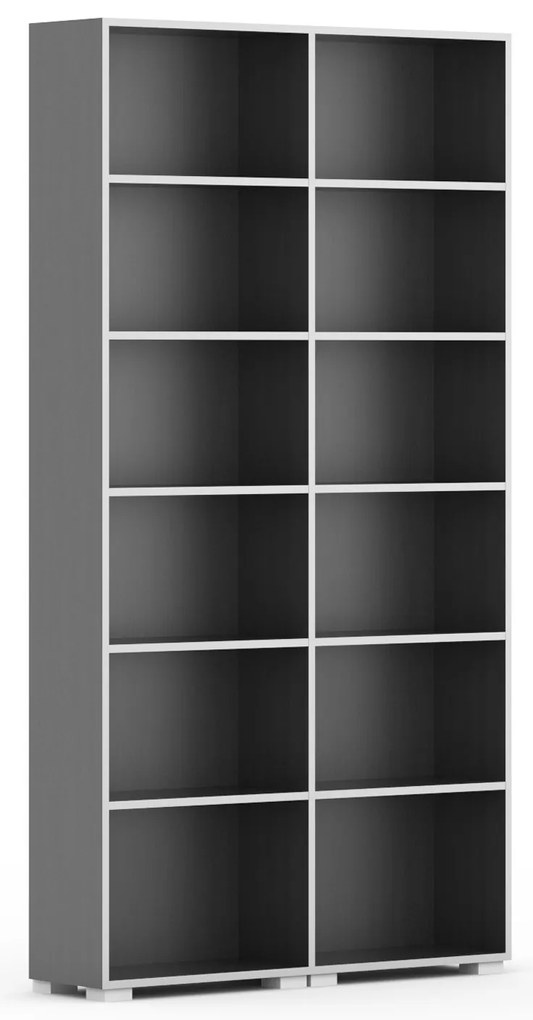Knižnica SILVER LINE, 2 stĺpce, 2230 x 1200 x 400 mm, grafit