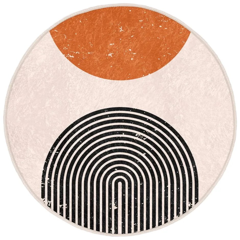 Oranžovo-krémový prateľný okrúhly koberec vhodný pre robotické vysávače ø 100 cm Comfort – Mila Home