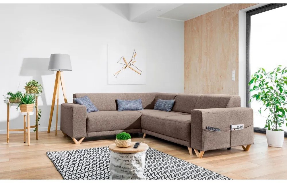 Hnedá rozkladacia/s úložným priestorom rohová pohovka (ľavý roh/do L) Classy Sophie – Miuform