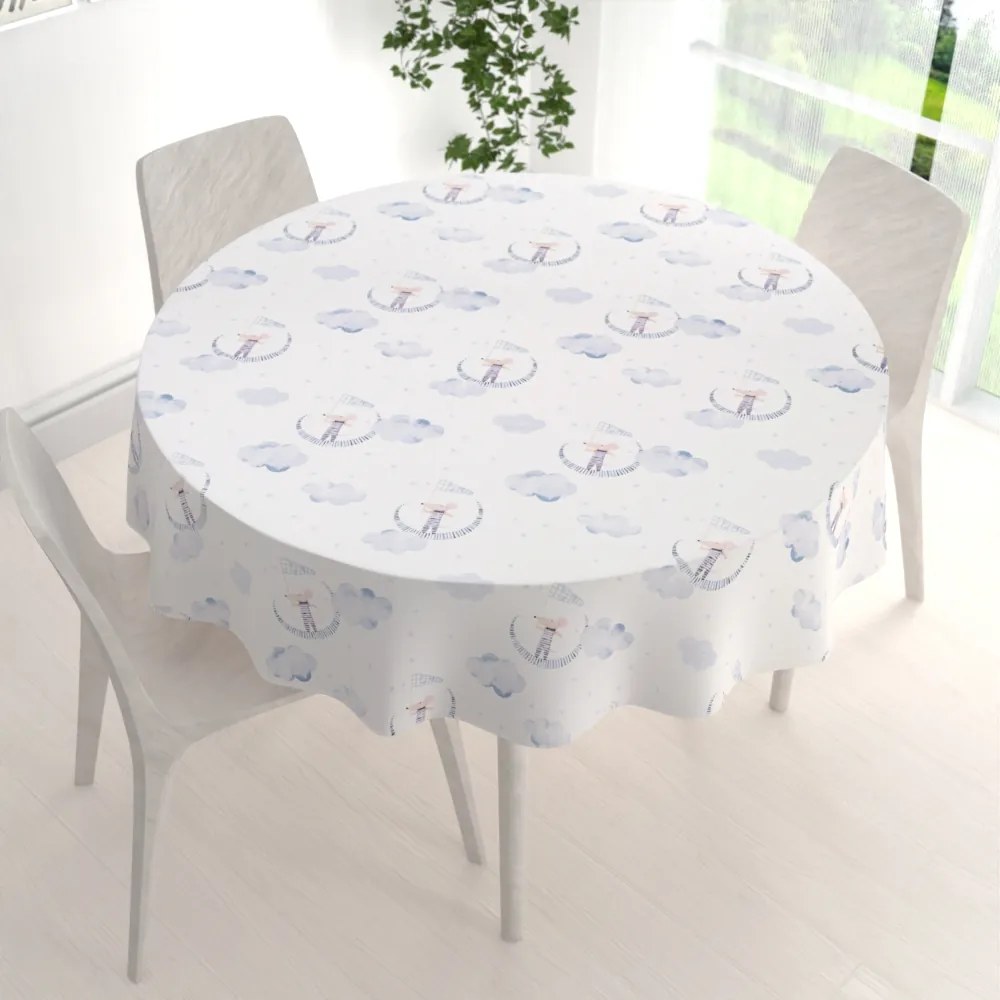 Biante Detský bavlnený okrúhly obrus Sandra SA-579 Myšky medzi modrými obláčikmi Ø 50 cm