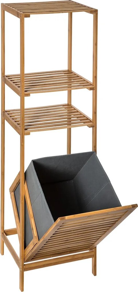 Polička do kúpeľne s košom na bielizeň Dawson, hnedá/sivá