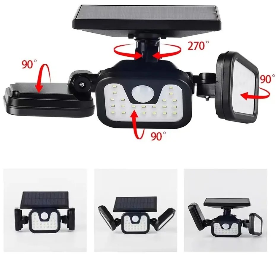 Nástěnná solární LED lampa Vrena černá