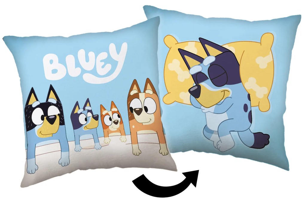 Jerry Fabrics DETSKÝ DEKORAČNÝ VANKÚŠ BLUEY 40X40 CM VZOROVANÁ