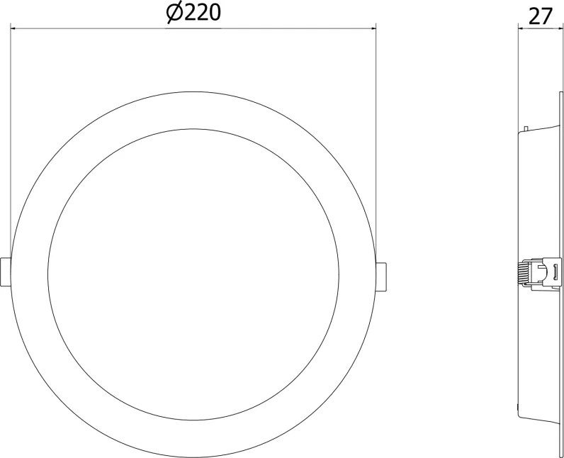 Mexen LDRR, LED stropné svietidlo na zapustenie, priemer 12 cm 22 cm, 18W, studená - 6500K, 1440 lm, čierna - L210-022-1865-70