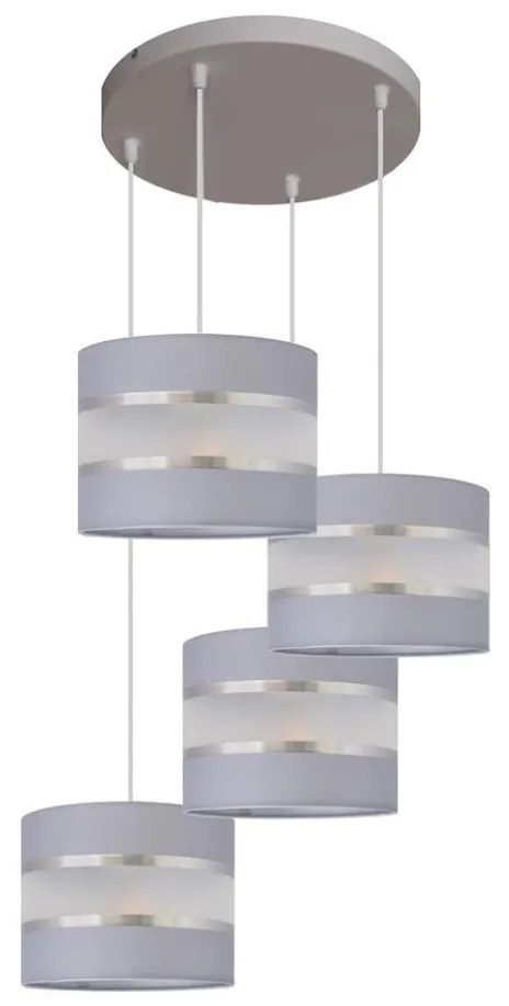 Luster na lanku HELEN 4xE27/15W/230V šedá/strieborná