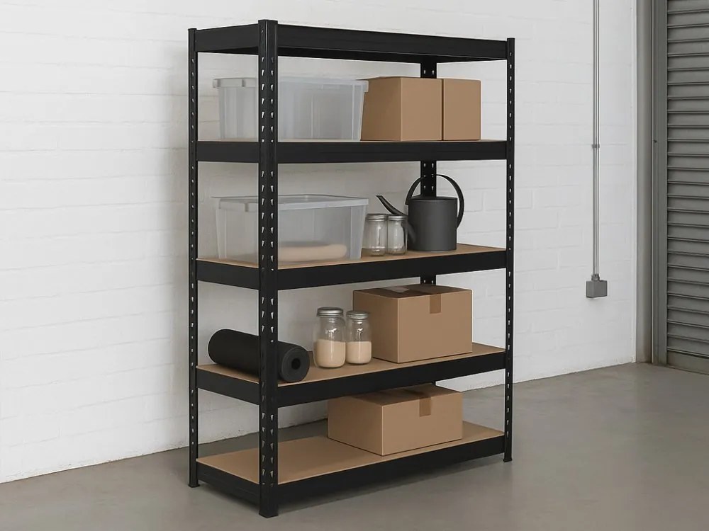 Regál 180x90x40 cm lakovaný 5-policový, nosnosť 1000 kg - čierny