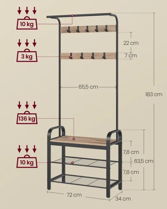 Vešiakový stojan s botníkom HSR040K02