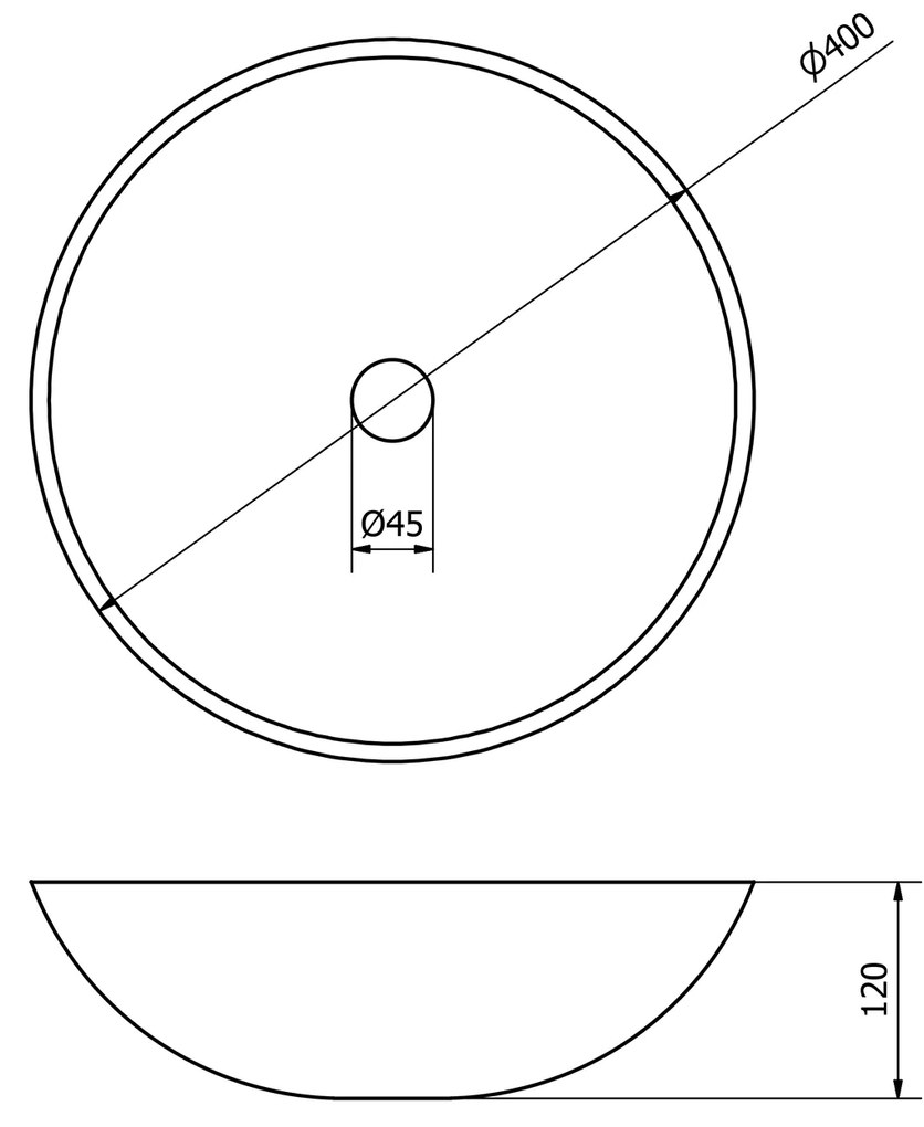 Sapho, BLOK kamenné umývadlo priemer 40cm, čierny Marquin, matný, 2401-35