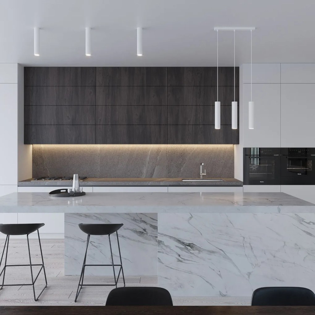 Závesné svietidlo Lagos, 3x biele kovové tienidlo