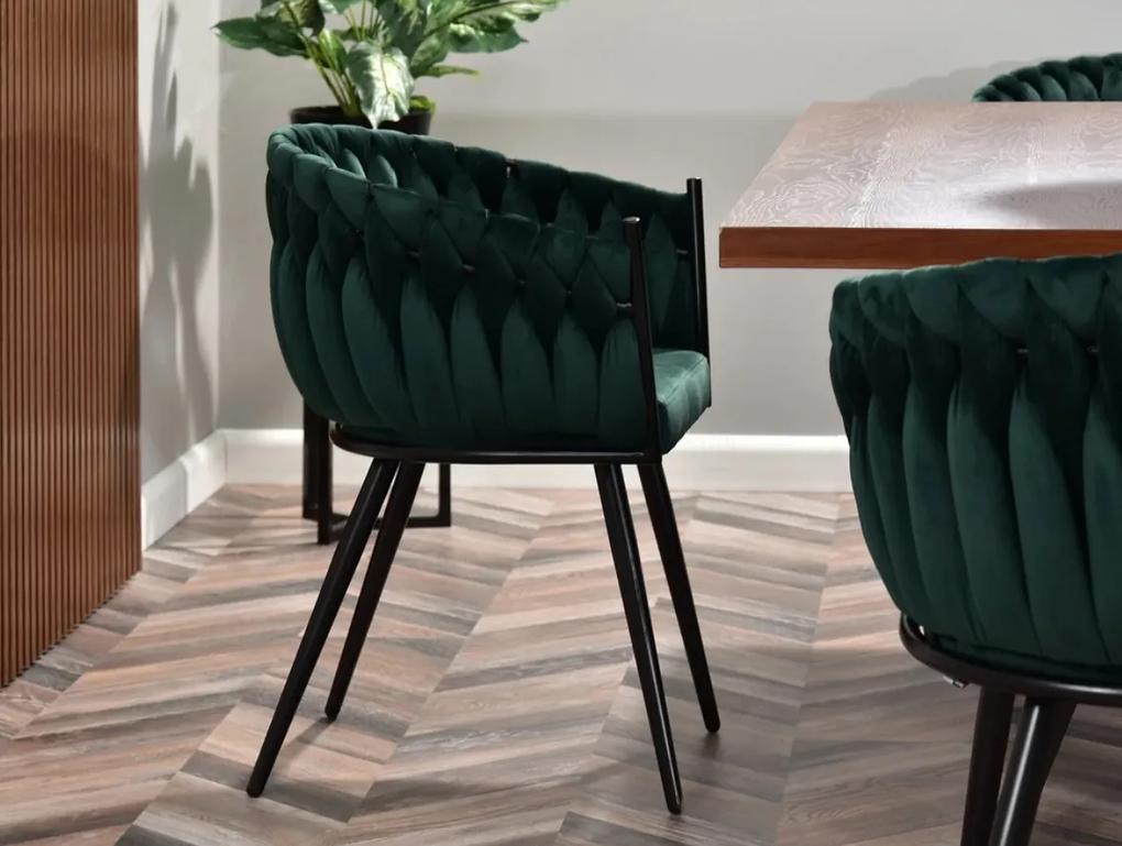 Dizajnová jedálenská stolička EMILY zelená + čierne nožičky