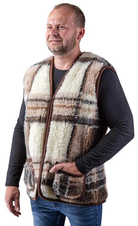Pánska vesta z ovčieho rúna KÁRO veľ. 3XL