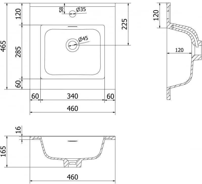 Mexen Otis, umývadlo na zapustenie 46 x 46,5 cm, biela lesklá, 25184500