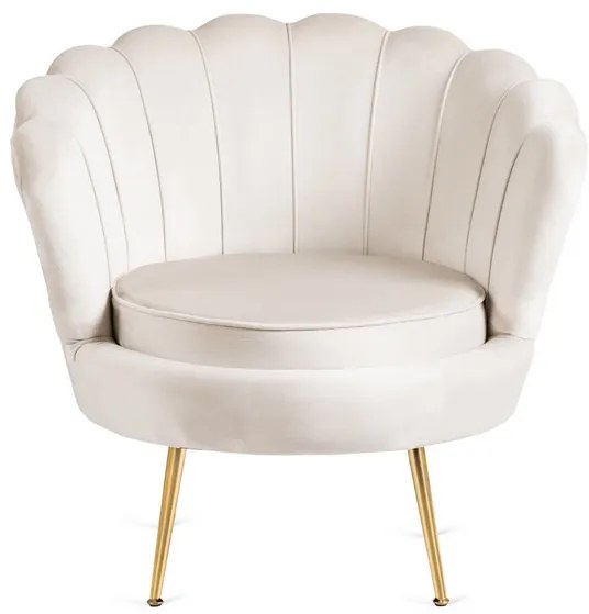 Kreslo LOREN s podnožkou, krémové, z velúru