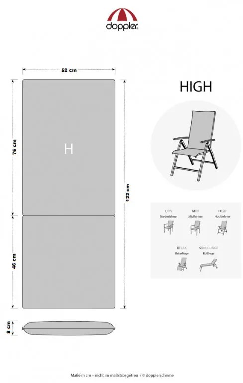 Doppler MOTION XL 940 vysoký - poduška na stoličku a kreslo