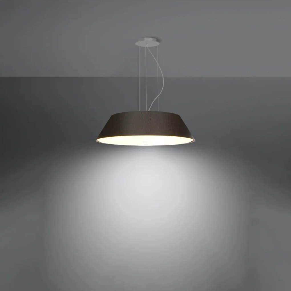 Závesné svietidlo Vega, 1x čierne textilné tienidlo, (biele sklo), (fi 60 cm)