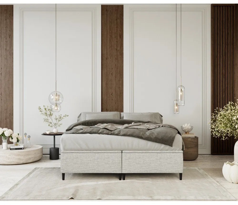Svetlosivá čalúnená dvojlôžková posteľ s úložným priestorom 160x200 cm Tate – Maison de Rêve