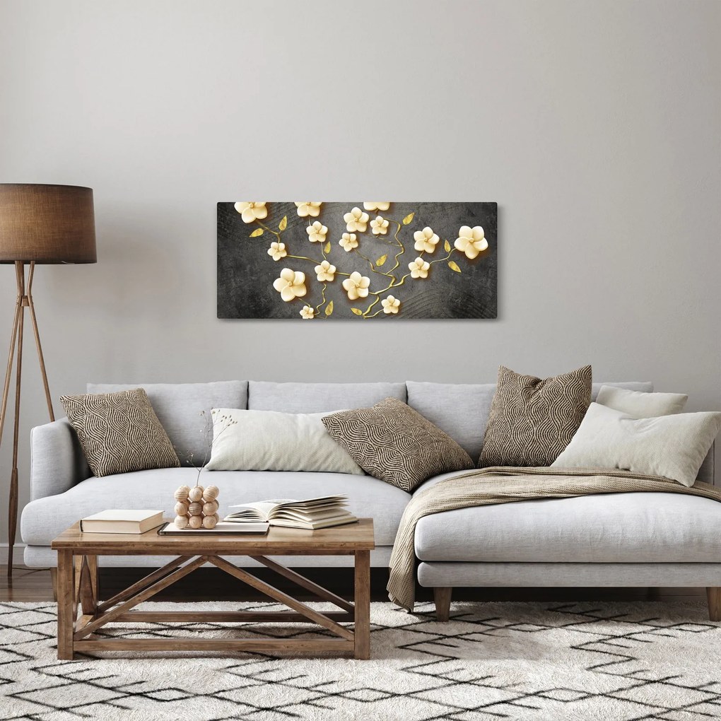 Obraz - Zlatý ker v čiernom pozadí (120x50 cm)