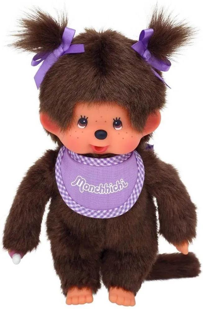 Monchhichi Mončiči dievča s fialovým podbradníkom 20cm
