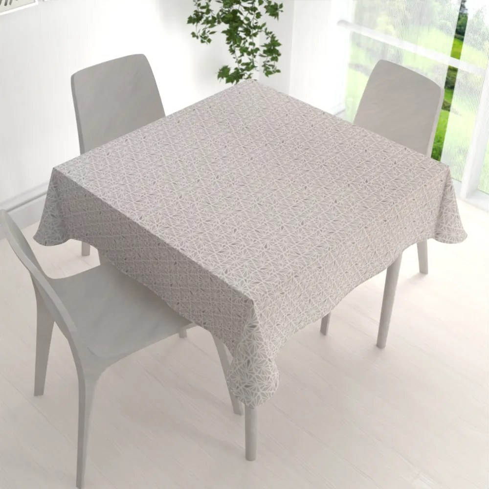 Biante Bavlnený štvorcový obrus Sandra SA-628 Sivobéžová mozaika na bielom 130x130 cm