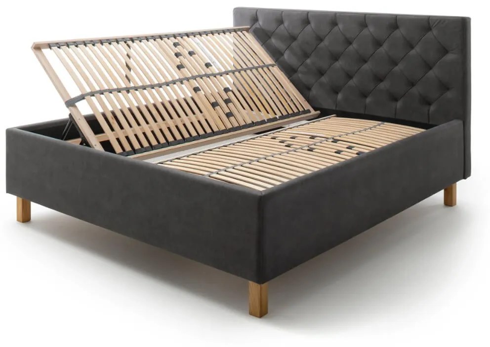 Čalúnená posteľ kartika s úložným priestorom 180 x 200 cm antracitová MUZZA
