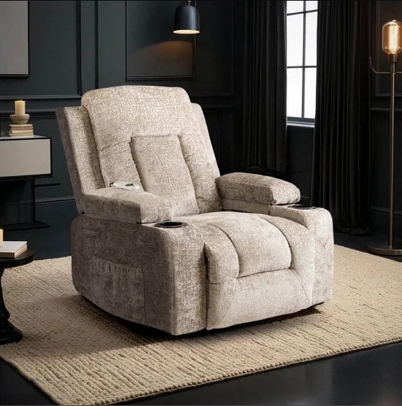 Masážne polohovateľné kreslo ARIEN bežový zamat - vintino.sk