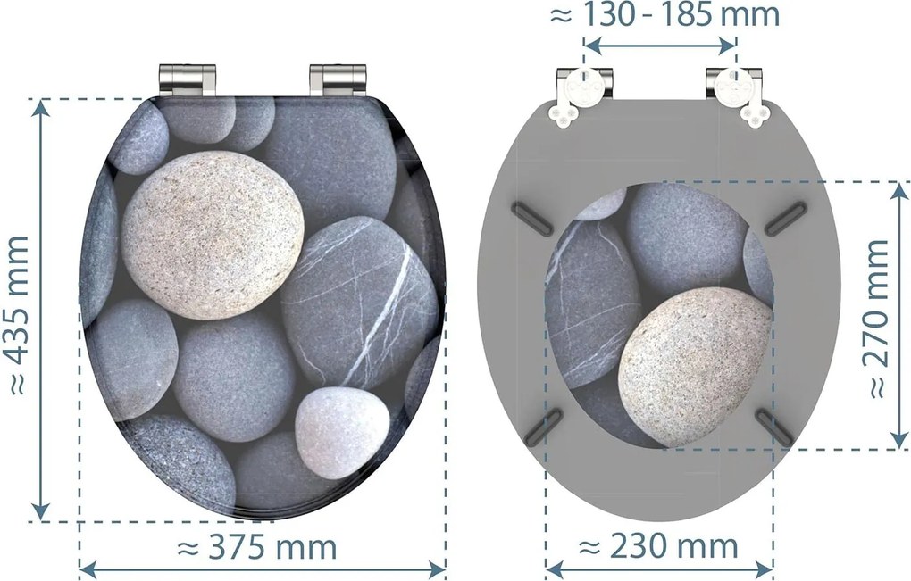 Eisl Sanitär WC sedadlo MDF Soft Close Grey Stones 80130