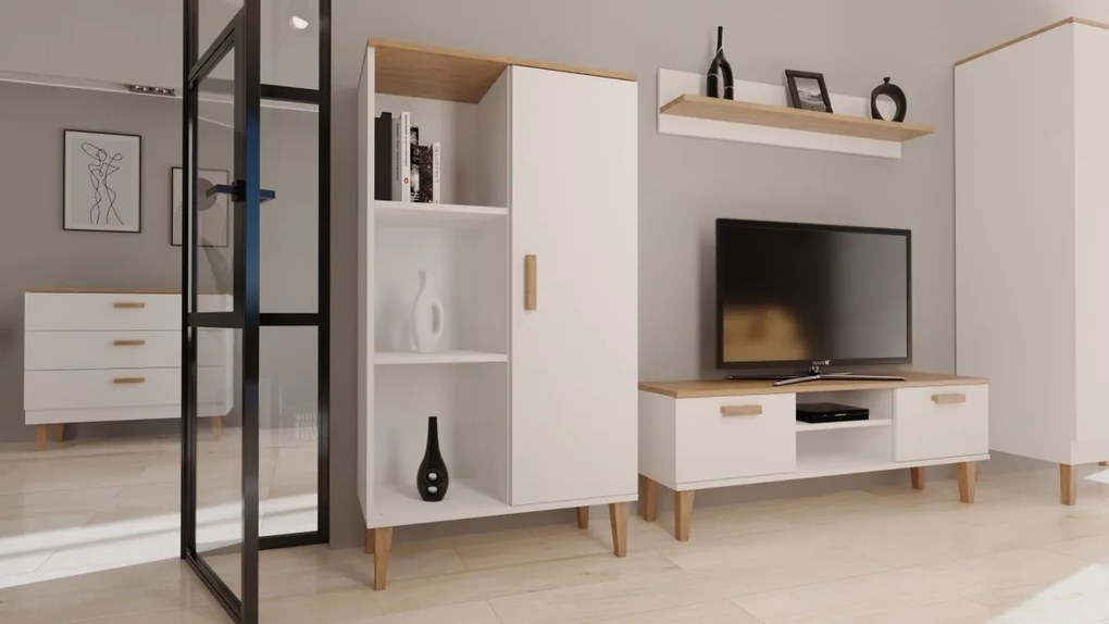 Nástenná polica DENVER 100 cm dub hickory/biela