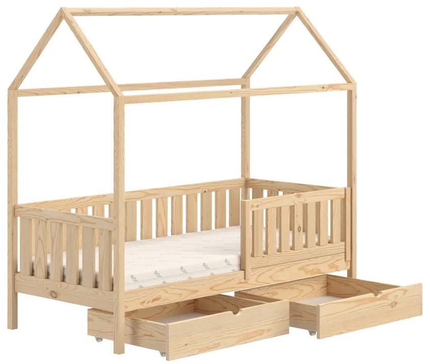 Detská domčeková posteľ Nemos II so zásuvkami - 80x160 cm - borovica