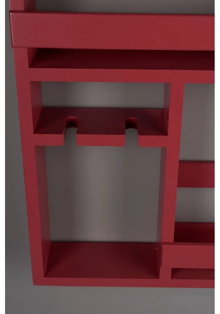 Červený nástenný regál na víno z kaučukového dreva počet fliaš 12 80x120x10 cm Myron – Dutchbone
