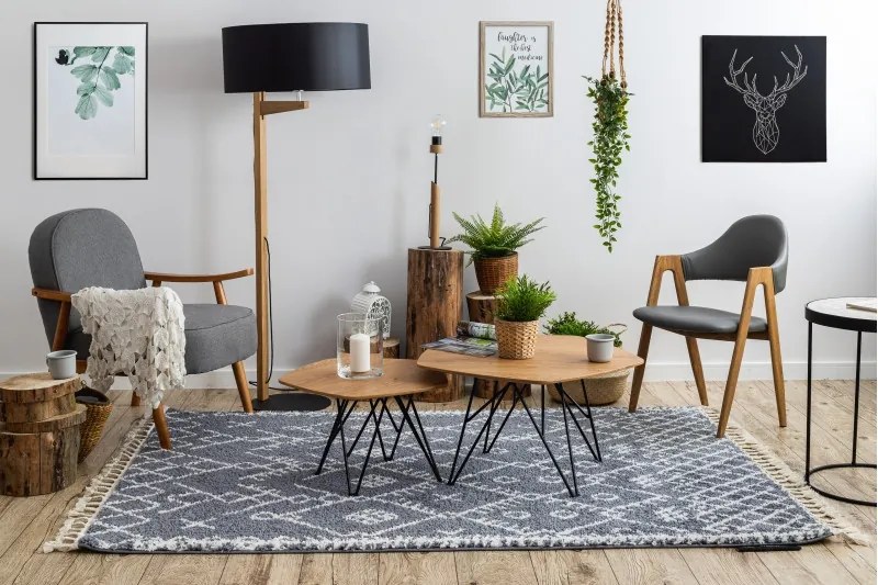 Dywany Łuszczów, Kusový koberec Berber Tanger B5940 grey and white, 160x220, šedá, obývacia izba