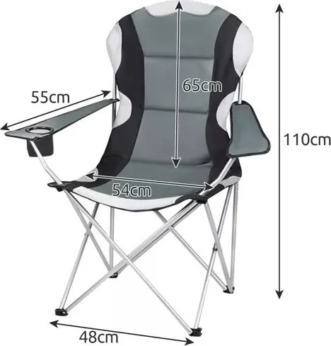 Skladacia rybárska stolička - čierna / sivá