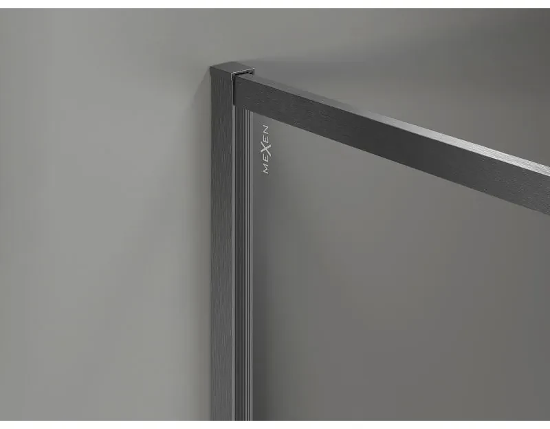 Mexen Kioto-F, sprchová zástena s rámom 120 x 202 cm, 8 mm číre sklo, grafitový profil, 800-120-104-66-00
