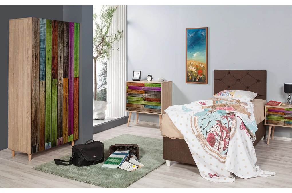 Šatníková skriňa Stil 90 cm dub sonoma/viacfarebná