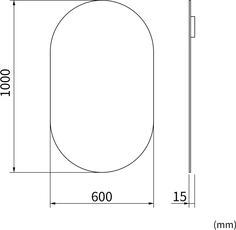 Erga Oval, oválne zrkadlo 60x100cm, ERG-V01-OVAL-6010-CL