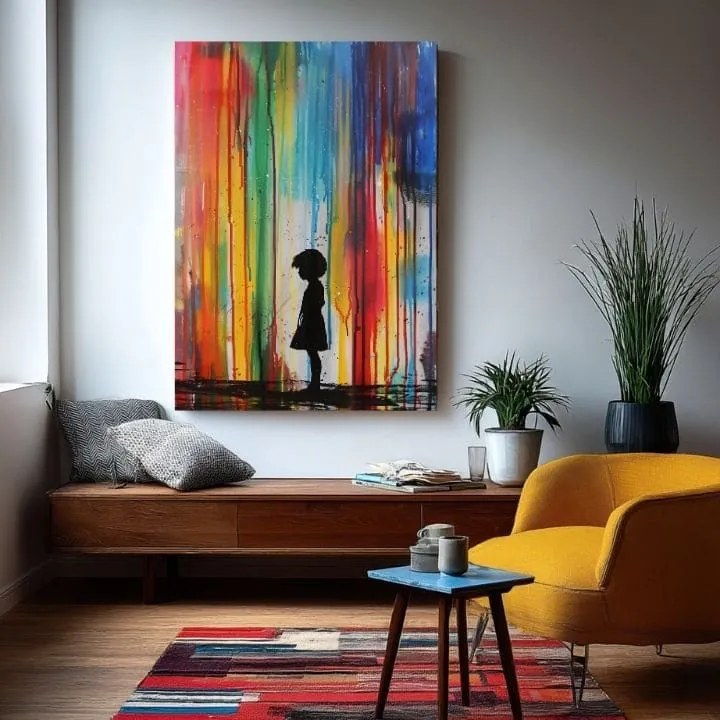 Obraz Rainbow Silhouette na plátne | Maľovaná štruktúra