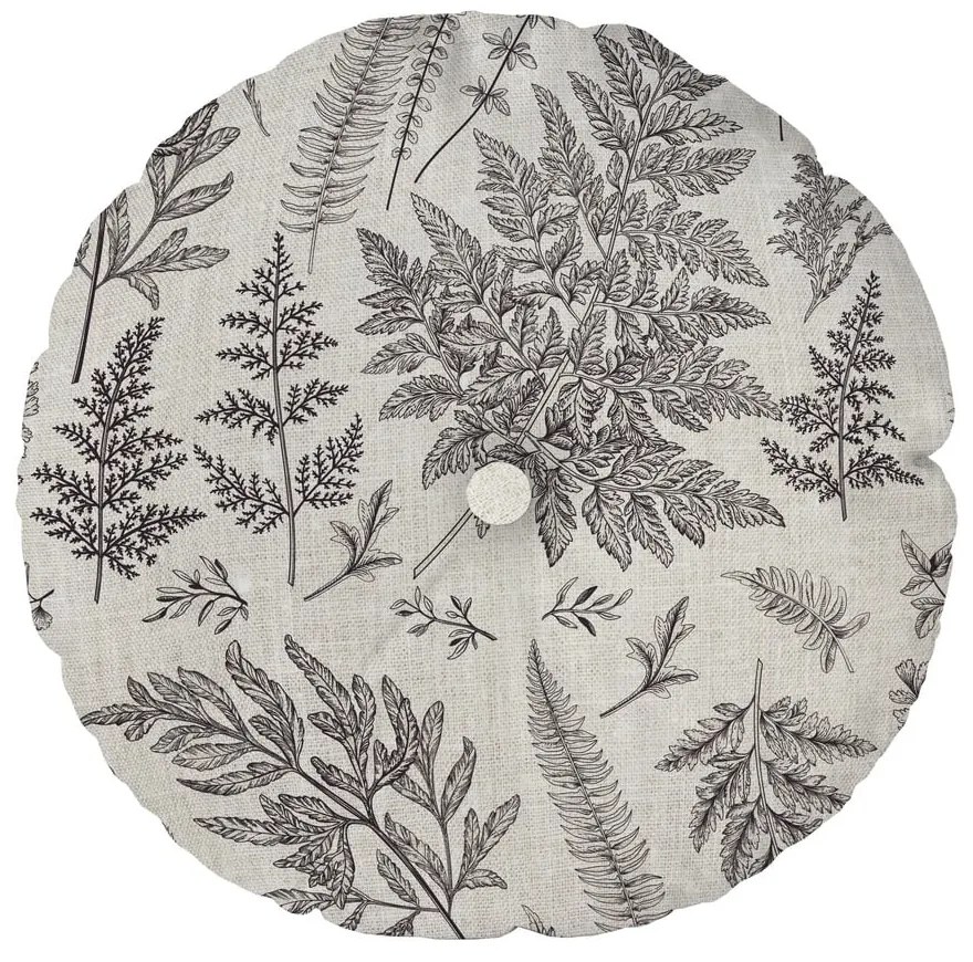 Sivý vankúš Linen Couture Cojin Redondo Grey Leaf, ⌀ 45 cm